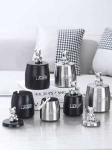 Violent Bear Creative Ashtray Fancy Black Silver with Lid Accessible Luxury Cute Household Fashion Personality Decoration Ashtray
