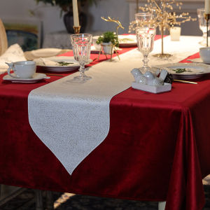 Red Velvet Tablecloth Waterproof Oil-resistant Miss Peony Luxury Large round Dining Table Mat Elegant Home Restaurant Use