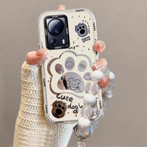 Xiaomi Civi2 Phone Case Womens Full Cover Transparent Protective Cartoon Anti-Fall Dog Paw Design Mirror Surface  Style