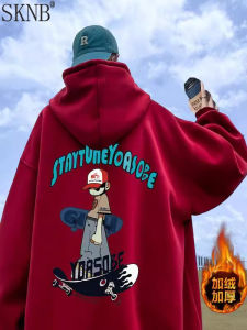 เสื้อสเวตเตอร์มีฮู้ดทรงหลวมพิมพ์ลายสัตว์ป่าฤดูใบไม้ร่วง/ฤดูหนาวสำหรับผู้ชาย ทรงหลวม เสื้อผ้ากันหนาวแบบลำลอง คอกลม แขนยาว