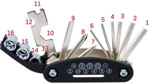 Bộ Dụng Cụ Sửa Chữa Xe Đạp Di Động Đa Năng 16 Trong 1 - Bộ Dụng Cụ Cờ Lê Tuốc Nơ Vít Dành Cho Xe Đạp Ngoài Trời