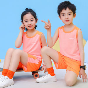 ชุดกีฬาฤดูร้อนสำหรับเด็ก ชุดบาสเก็ตบอล ชุดกีฬาแห้งเร็ว ชุดคอตตอน 2 ชิ้น สำหรับเด็กชายและเด็กหญิง ชุดกีฬาสำหรับเด็ก