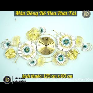 Đồng Hồ Treo Tường Decor Trang Trí Nhà Cửa - Nhập Khẩu Chính Hãng Cao Cấp - Mẫu đồng hồ Hoa Bắc Âu - D1HOME - 120x60cm