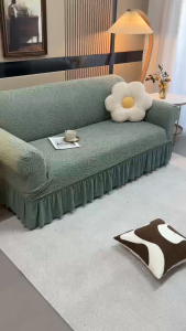 2026 Alice 1/2/3/4/L seat universal sofa cover with skirt sofa cover elastic thickening embossed