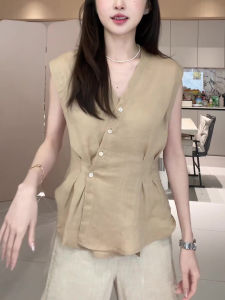 SHUAIYUE | Áo Blouse Eo Thon Vòng Cổ V Không Tay