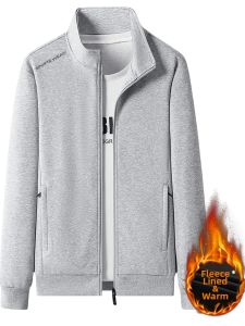 XIUYULIN | Fleece-lined Thickened Mens Sweatshirt Plus Size Stand Collar Zip-up Casual