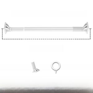 No-Drill Single Rod Clothes Drying Rack Roman Bracket Balcony Bedroom Curtain Rod Closet Support Pole Home Cleaning Tool