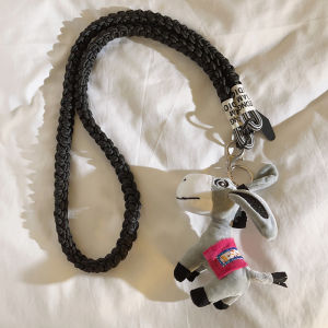 Portable Outdoor Grey Donkey Doll Toy with Long Rope for Phone Case Fun Cartoon Versatile Ins Student Female Model Phone Pendant