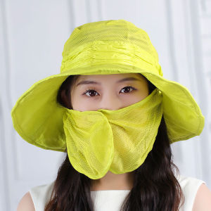 Summer Breathable Sun Hat Womens Large Brim Foldable Windproof Quick Dry Cooling Cap Casual Style Flat Top Fishing Cap