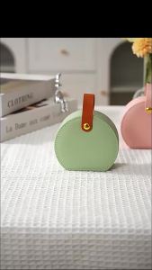 Portable Round Jewelry Box Mini Pu Leather Case For Rings Earrings Necklaces