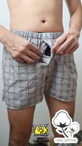 กางเกงบ็อกเซอร์ เป้าจริง มีกระดุมเปิดใช้งานได้ผ้าคอตตอนเชิ้ต ไม่มีตะเข็บหลับ เนื้อผ้านิ่มไม่บาดผิว