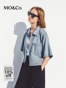 MO&Co. | Lightweight Tencel Cotton Shirt Light Blue Box Short