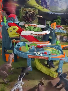 HomeKey Dinosaur Volcano Eruption Adventure Overpass Truck Adventure Automatic Track Dinosaur Theme