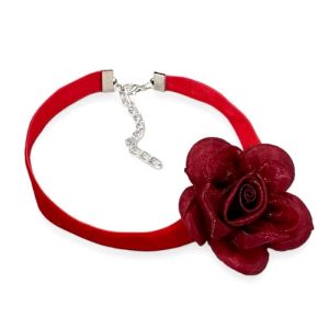 Lotus Flower Velvet Choker Necklace Kalung Choker Velvet Bunga Teratai Satin Silk Organza Handmade Fashion