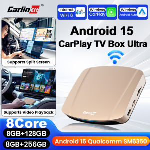 8G+256G/128G CarlinKit CarPlay Ai Box Android 15 Ultra WiFi6 Wireless Android Auto Adapter FOTA Upgrade SM6350 Chip Smart TV Box