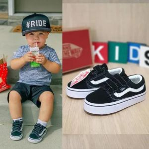 SEPATU ANAK VANS1 SEPATU ANAK LAKI-LAKI PEREMPUAN SEPATU ANAK CEWEK COWOK WARNA HITAM PUTIH SEPATU ANAK MURAH MODEL PEREKAT VELCRO KECIL