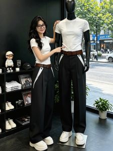 OUMULONG | Ice Silk Lightweight Pleated A-Line Trousers
