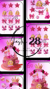 Barbie Cake and Cupcakes Toppers (Machine cut Waterproof) Birthday Party Decorations