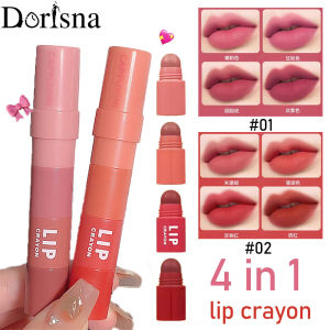 Dorisna 4 in 1 Lip Crayon Matte Lipstick Rose&Red Style Waterproof Long Lasting Lipstick Korean Makeup