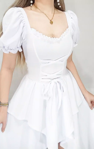 LAURICE KYLIE Puff Sleeve Dress - Fashionable Corset Style Vintage Casual Formal Wear for Women-Unique Stylish Design