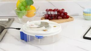 Flycatcher Trap Flies Killer Electric Fly Trap High Quality Automatic Effective Smart Flytrap Flying Fly Killer Powder Catching Control Mosquito Pest Device Destroy Capture Cages Insect Catcher Rejection Repeller Collector Outdoor Indoor US Plug 220V