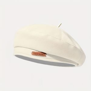 Maillard Style French Beret Hats for Women Beige Beret Hat Solid Color Cotton Beret Cap for Womens Girls Lady