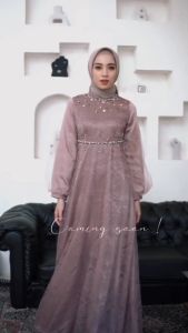(BONUS JILBAB) Dres Couple Nadin Baju Gamis Couple Untuk Kondangan Pesta Terbaru 2024