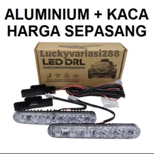 Lampu Led DRL Mobil Universal 6 Titik Putih Dengan Sein Running