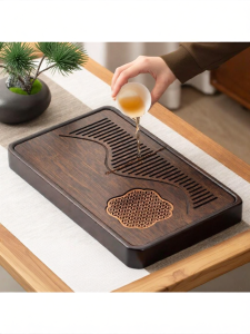 New Chinese Style Home Tea Tray Small Single-use Water Storage Bamboo Wood