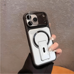 Luxury Invisible Mirror Protection Kickstand Magnetic Case For IPhone 17 16 15 14 Plus 13 12 11 Pro Max Shockproof Bumper Cover