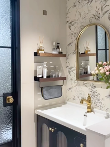 Chất liệu gỗ óc chó MEIDOO Kệ để đồ nhà tắm Giá đựng mỹ phẩm treo tường bền sẽ không bị rỉ sét