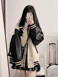 Stitching Baseball Style Short Jacket Womens Fashionable Premium Quality Outerwear Autumn Season High Street Hiphop Design