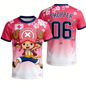 Bandai | One Piece Summer Mens T-shirt Anime Style Ivan Newgett Summer Boys Short-sleeved Punk Casual Trendy Parent-child Wear