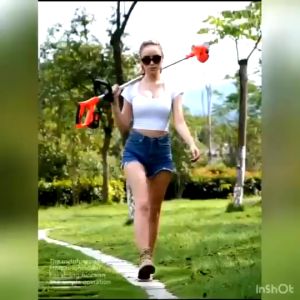 Mesin Rumput Bateri 1800W Grass Cutter Cordless Electric Grass Trimmer Lawn Mower with Wheel