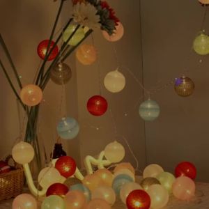 4CM 10LED/20LED Cotton Ball Lights String Wedding Party Garland Fairy Light Christmas Holiday Home Bedroom Decoration Battery