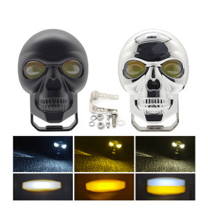 Skull headlight LED Driving Light White yellow spotlight Lamp High Low Beam For Car Motorcycle Truck SUV ATV 4WD 4x4
