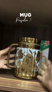 Mug Emas Fiori-Cangkir Tutup Keramik-Cangkir Emas Cantik