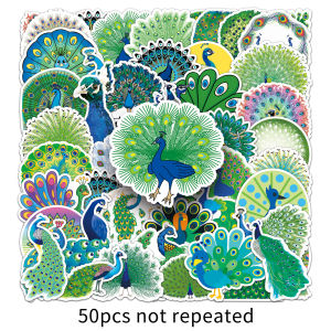Waterproof Peacock Animal Stickers 50 Pcs Graffiti Decal for Luggage Skateboard Computer Tablet Cartoon Decoration