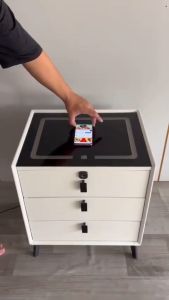 Tủ đầu giường Tap đầu giường cao cấp Smart Home 3 ngăn đa năng có khóa vân tay kết hợp sạc cảm ứng đèn Led Loa Blutooth cổng USB