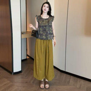 YOUFAN | Lace Sleeveless Spacious Floral Chiffon Blouse Summer