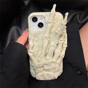 HOCE Funny 3D Skeleton Finger Bracket Phone Cases For iPhone 15 14 13 12 Pro Max 11 Silicone Soft Case Shockproof Cover for Halloween Gift