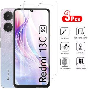 3Pcs Tempered Glass For Xiaomi Redmi Note 13 12 Pro 4G 5G Redmi Note 13 12 13C 12C Screen Protector