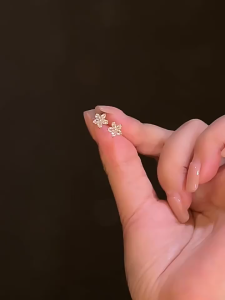 เครื่องประดับหู Earring  ต่างหูรูปดอกไม้ (ทอง / เงิน) รักรูปหัวใจ Flash Stud ต่างหู (สีทอง) สามเหลี่ยม ต่างหู Flash Diamond (สีเงิน)