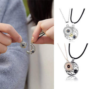 C.three A Pair Of Fashionable Couples Sun And Moon Combined Constellation Simple Pendant Necklace