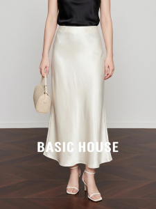 Basic House | French Satin High-waisted Fish Tail A-line Skirt