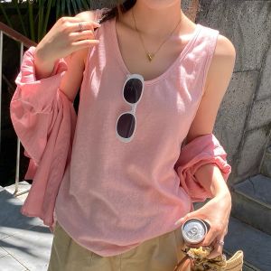 QIAOCHENXIAN | Cotton Ice Silk Plus Size Loose Fit Womens Tank Top