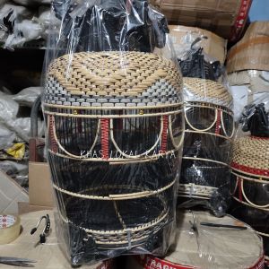 SANGKAR BURUNG RAJUT MINIMALIS ROTAN SINTETIS KANDANG MAHKOTA MERAK KANDANG PERKUTUT MATARAM BERKUALITAS - SILVER