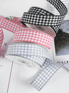 2.5cm Mixed Woven Cotton and Linen Houndstooth Ribbon South Korea Hair Bow Ribbon Ribbon Packaging Bouquet Decorative Band