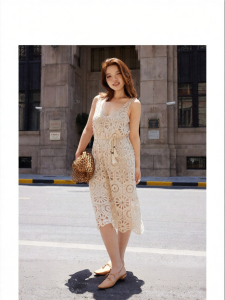 Cotton Lace Openwork Dress Set