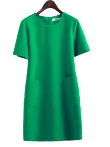 Summer plus Size Womens Dress Loose Fit Green Color Korean Style Fashion Midi Skirt A-Line Silhouette Business Casual Wear